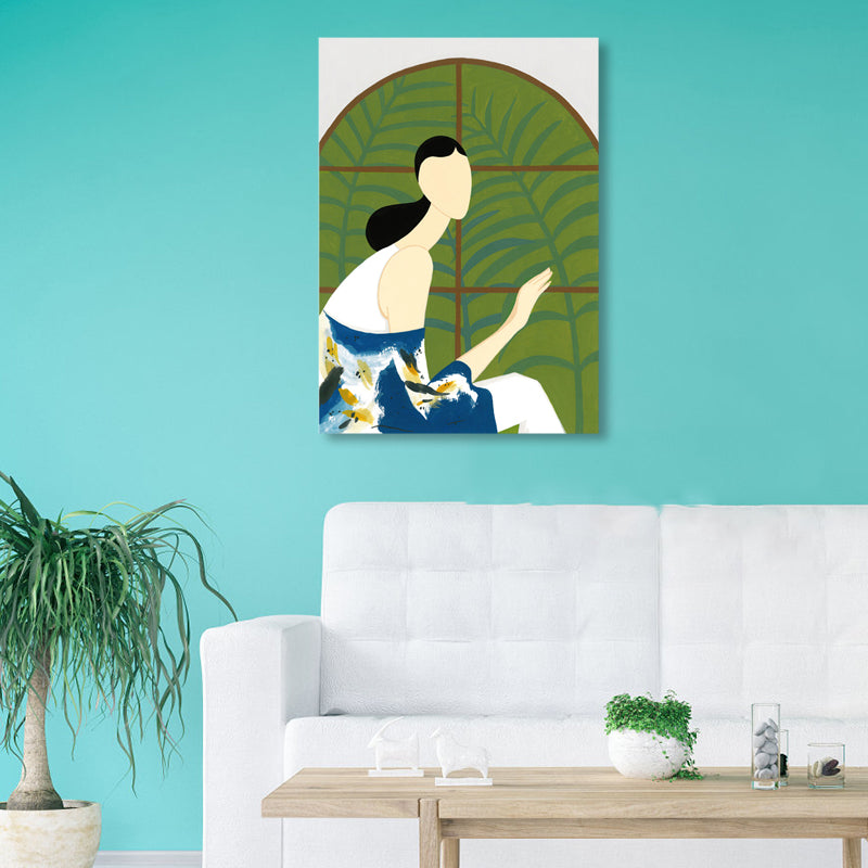 Girl Pattern Canvas Wall Art for House Interior, Soft Color, Multiple Sizes Available Clearhalo 'Art Gallery' 'Canvas Art' 'Contemporary Art Gallery' 'Modern' Arts' 1862864