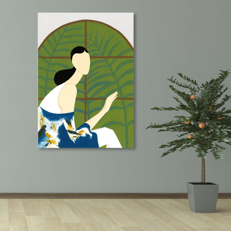 Girl Pattern Canvas Wall Art for House Interior, Soft Color, Multiple Sizes Available Clearhalo 'Art Gallery' 'Canvas Art' 'Contemporary Art Gallery' 'Modern' Arts' 1862865