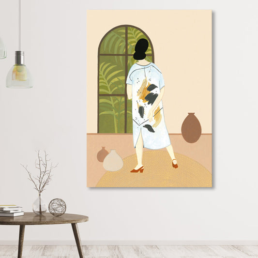 Girl Pattern Canvas Wall Art for House Interior, Soft Color, Multiple Sizes Available Clearhalo 'Art Gallery' 'Canvas Art' 'Contemporary Art Gallery' 'Modern' Arts' 1862868