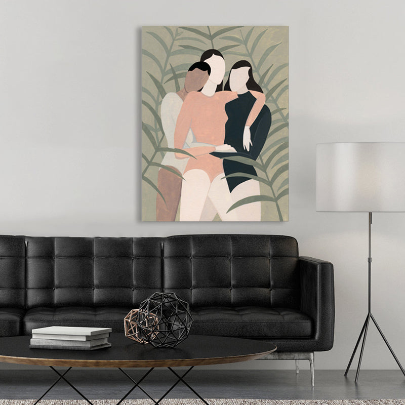 Girl Pattern Canvas Wall Art for House Interior, Soft Color, Multiple Sizes Available Clearhalo 'Art Gallery' 'Canvas Art' 'Contemporary Art Gallery' 'Modern' Arts' 1862873