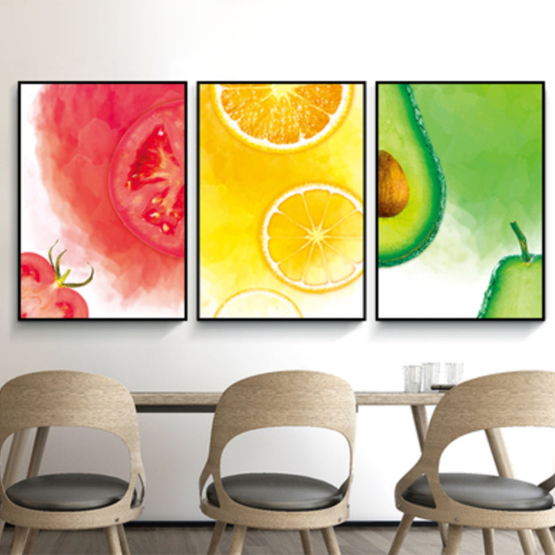 Nordic Illustrated Foods Art Print Canvas Textured Soft Color Wall Decor for Dining Room Yellow Clearhalo 'Arts' 'Canvas Art' 1862882