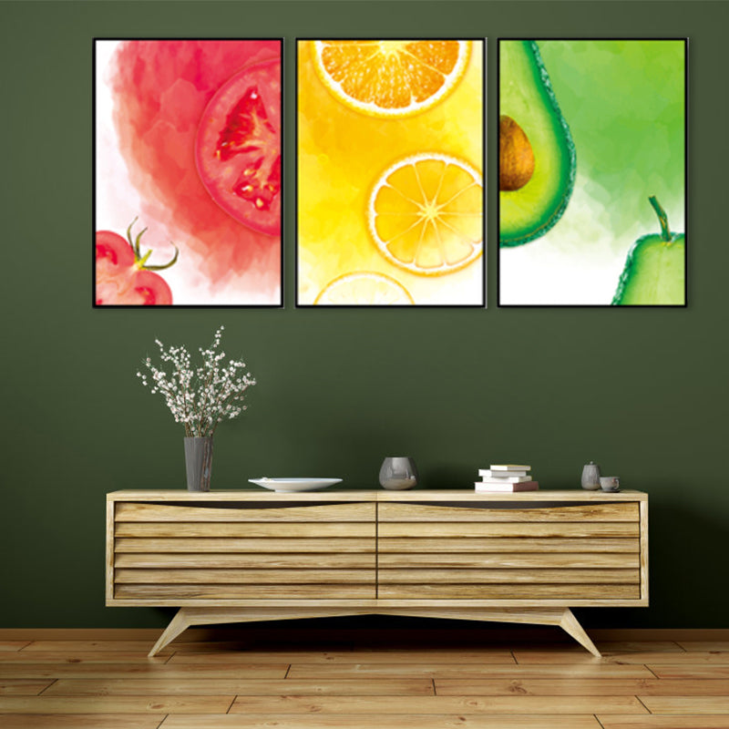 Nordic Illustrated Foods Art Print Canvas Textured Soft Color Wall Decor for Dining Room Clearhalo 'Arts' 'Canvas Art' 1862884