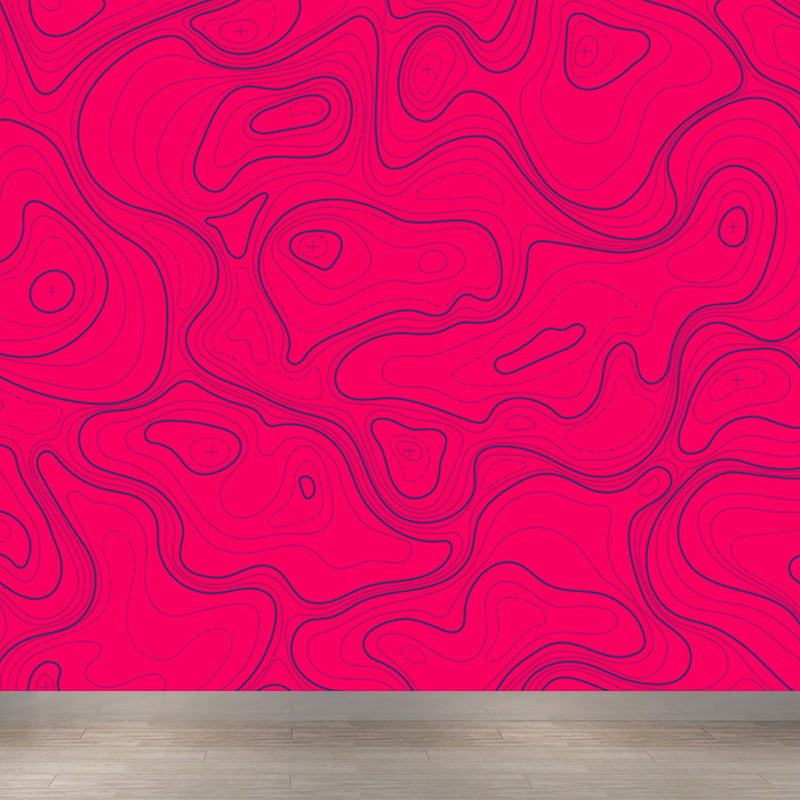 Giant Contemporary Mural Decal in Pastel Color Abstract Wall Art, Custom Printed Rose Red Clearhalo 'Wall Decor' 'Wall Mural' 1862886