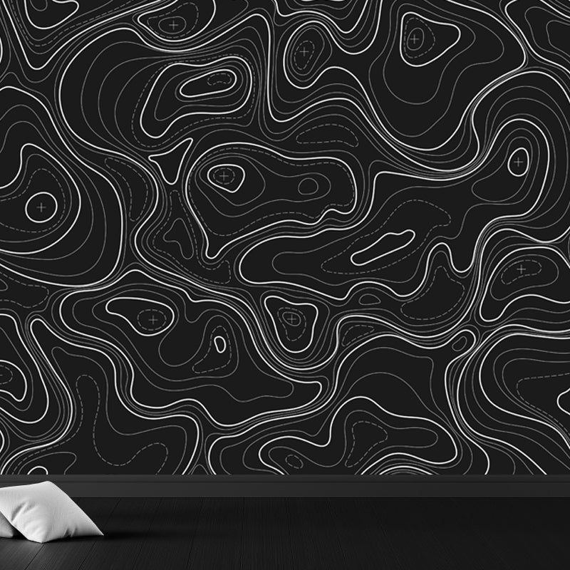 Giant Contemporary Mural Decal in Pastel Color Abstract Wall Art, Custom Printed Black Clearhalo 'Wall Decor' 'Wall Mural' 1862896