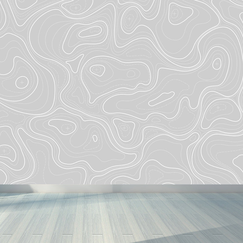 Giant Contemporary Mural Decal in Pastel Color Abstract Wall Art, Custom Printed Grey Clearhalo 'Wall Decor' 'Wall Mural' 1862901