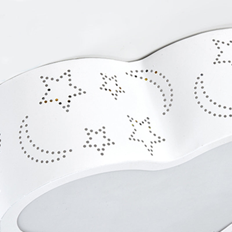 Metal Etched Star Moon Flush Ceiling Light Modern Style Ceiling Fixture in White for Foyer Clearhalo 'Ceiling Lights' 'Close To Ceiling Lights' 'Close to ceiling' 'Flush mount' Lighting' 186293