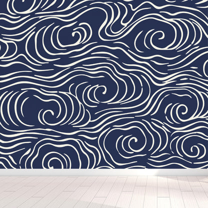 Flying Moire Print Mural Decal Guest Room Sky Scenery Wall Covering, Personalized Blue Clearhalo 'Wall Decor' 'Wall Mural' 1862936