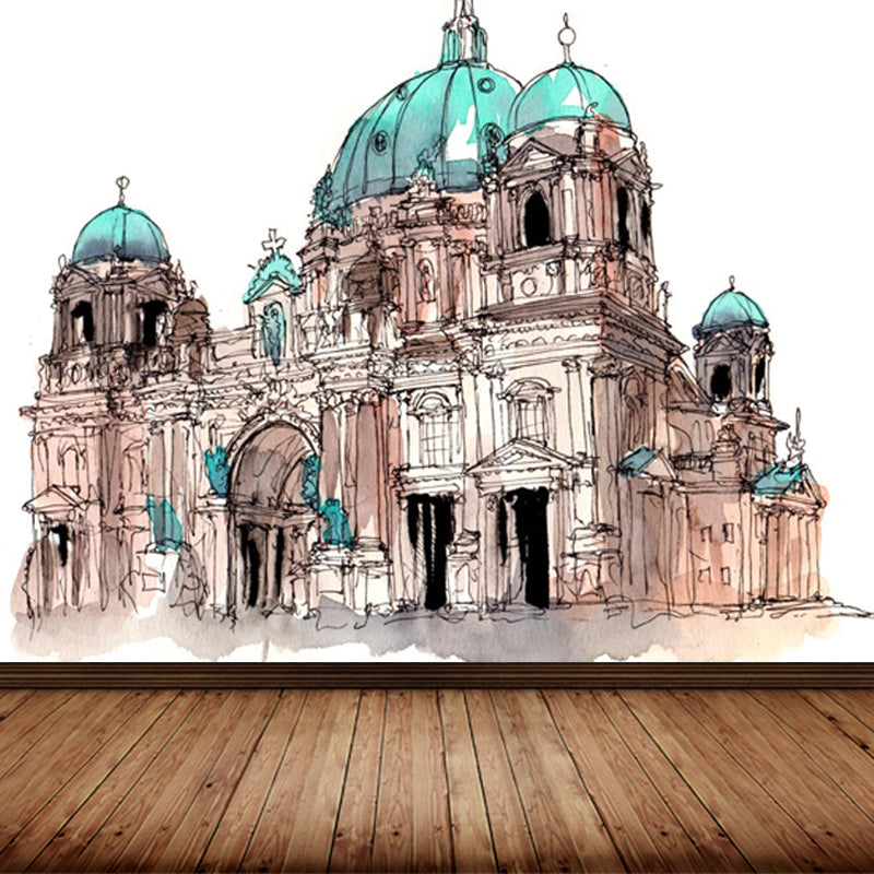 Stain Resistant Architecture Mural Decal Non-Woven Modern Wall Decor for Study Room Clearhalo 'Wall Decor' 'Wall Mural' 1862978