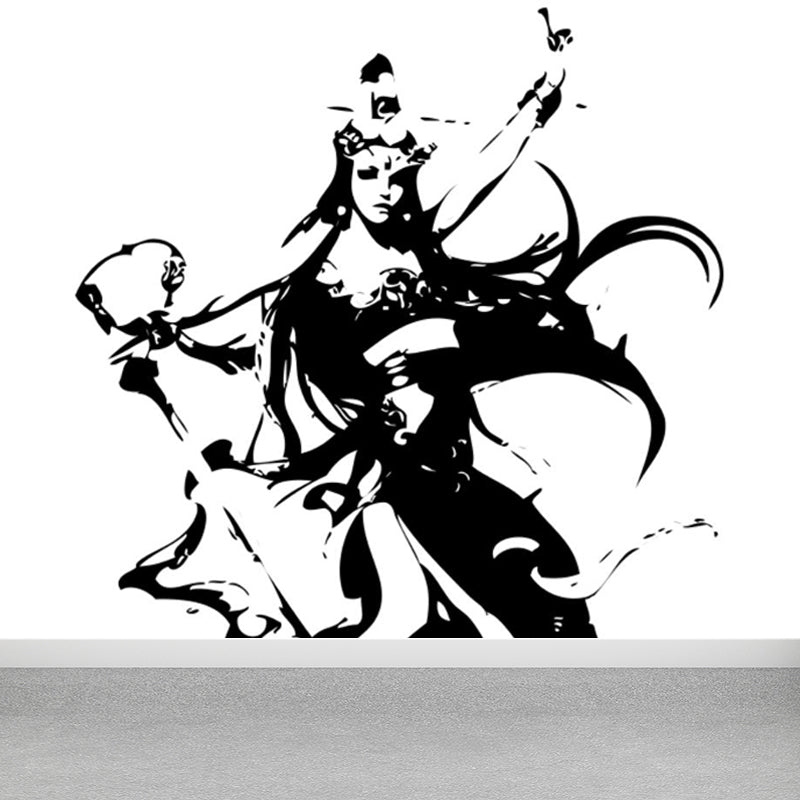 Contemporary Boys Mural Wallpaper Giant Fighting Warrior Pattern Black Wall Covering Clearhalo 'Wall Decor' 'Wall Mural' 1862987