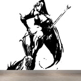 Contemporary Boys Mural Wallpaper Giant Fighting Warrior Pattern Black Wall Covering
