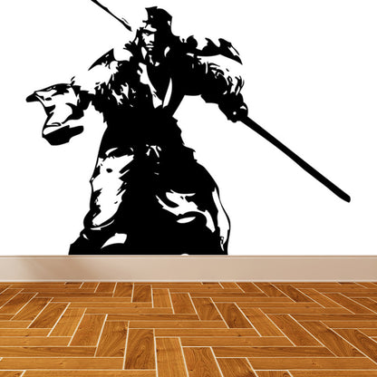 Contemporary Boys Mural Wallpaper Giant Fighting Warrior Pattern Black Wall Covering Black Design 5 Clearhalo 'Wall Decor' 'Wall Mural' 1863006