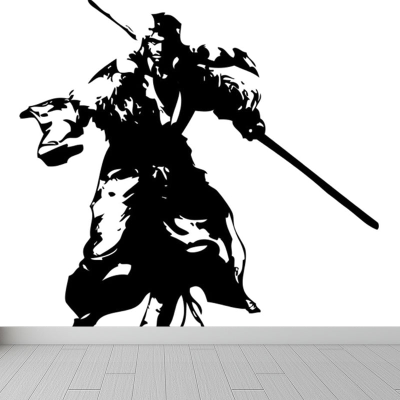 Contemporary Boys Mural Wallpaper Giant Fighting Warrior Pattern Black Wall Covering Clearhalo 'Wall Decor' 'Wall Mural' 1863007