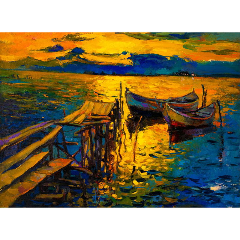 Seaside Sunset View Mural Decal Pastel Color Classic Wall Covering for Living Room Clearhalo 'Wall Decor' 'Wall Mural' 1863019