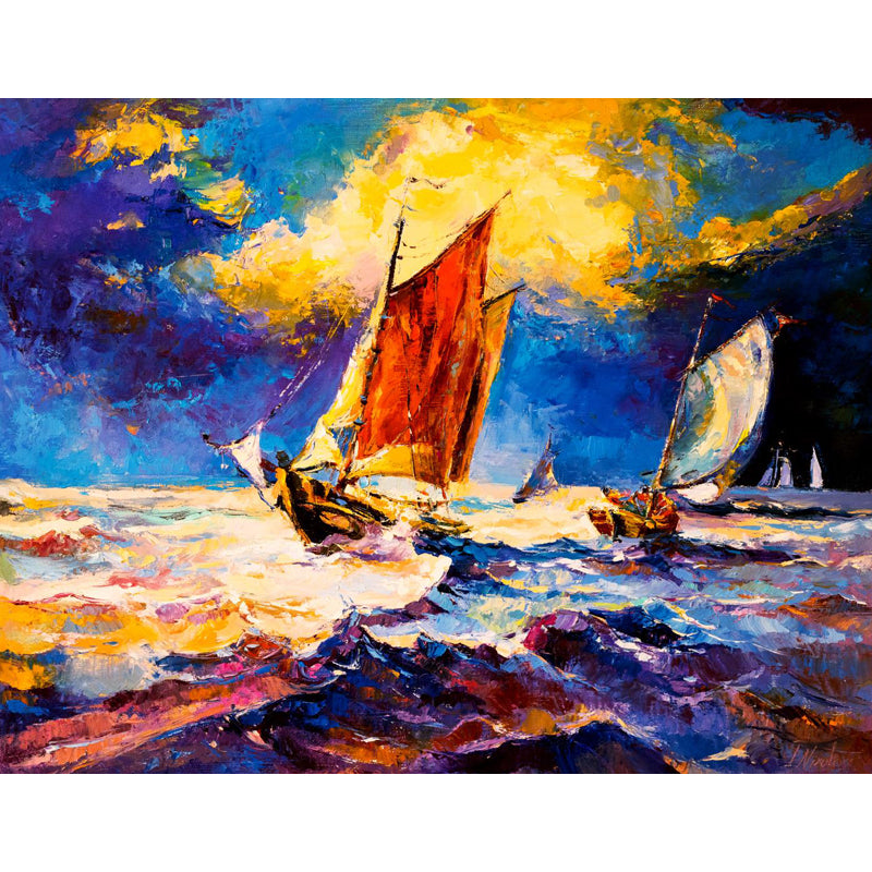 Seaside Sunset View Mural Decal Pastel Color Classic Wall Covering for Living Room Clearhalo 'Wall Decor' 'Wall Mural' 1863024