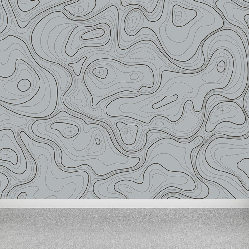 Modern Abstract Mural Non-Woven Cloth Stain-Proof Light Color Wall Art for Bathroom Dark Gray Clearhalo 'Wall Decor' 'Wall Mural' 1863101