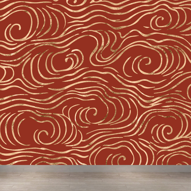 Full Size Illustration Modern Mural with Moire Pattern in Soft Color, Customised Red Clearhalo 'Wall Decor' 'Wall Mural' 1863166