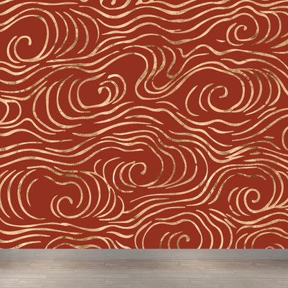 Full Size Illustration Modern Mural with Moire Pattern in Soft Color, Customised Red Clearhalo 'Wall Decor' 'Wall Mural' 1863166
