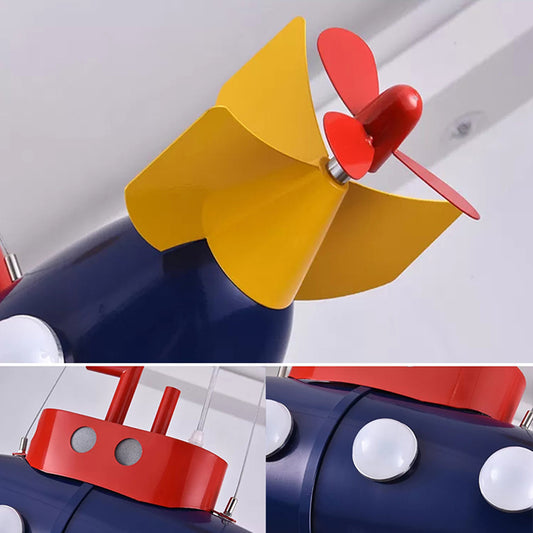 Kids Submarine Shape Chandelier Metal Hanging Light in Blue Finish for Game Room Kindergarten Clearhalo 'Ceiling Lights' 'Chandeliers' Lighting' options 186318