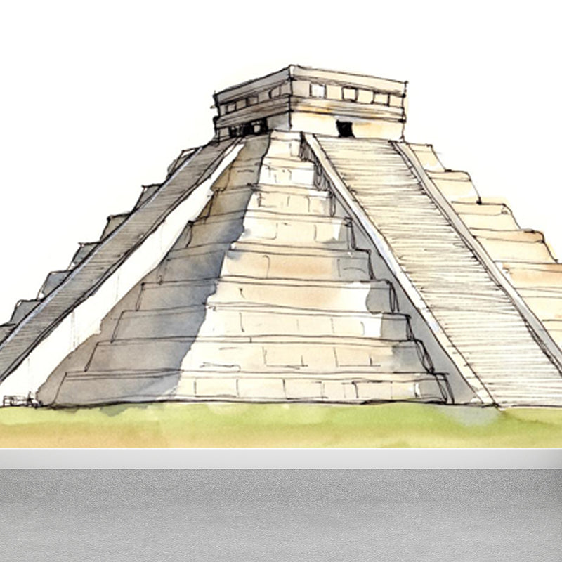 Famous Building Scene Mural Decal Modern Decorative Lobby Wall Art, Made to Measure White Clearhalo 'Wall Decor' 'Wall Mural' 1863196