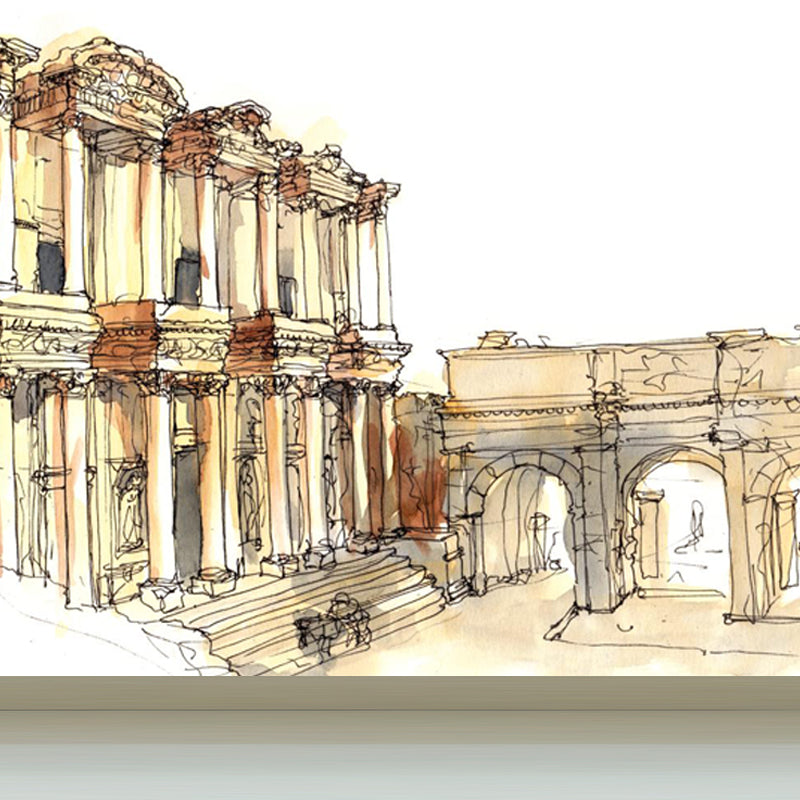 Famous Building Scene Mural Decal Modern Decorative Lobby Wall Art, Made to Measure Clearhalo 'Wall Decor' 'Wall Mural' 1863202