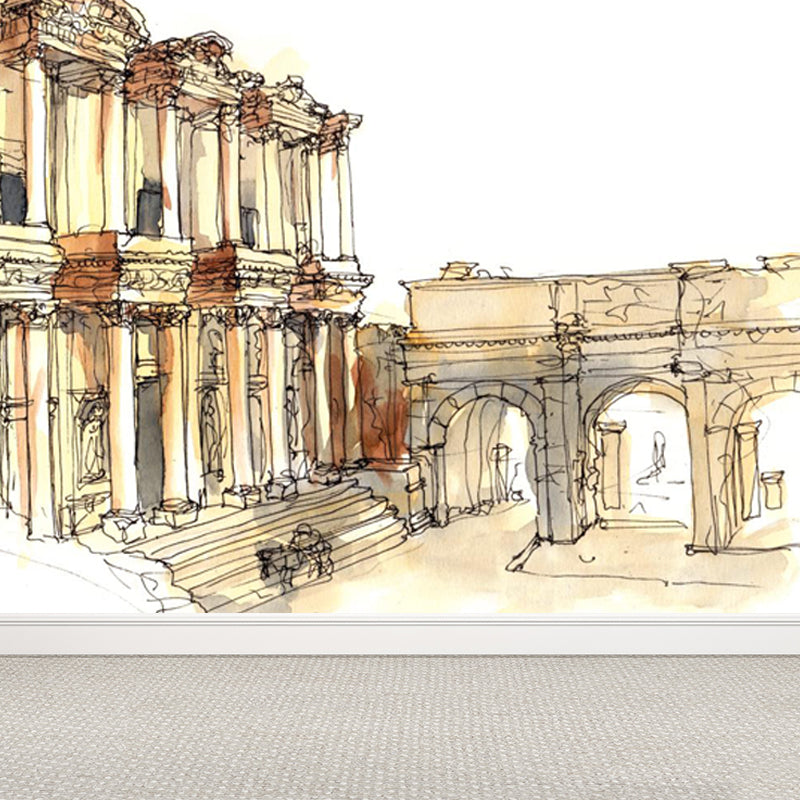 Famous Building Scene Mural Decal Modern Decorative Lobby Wall Art, Made to Measure Clearhalo 'Wall Decor' 'Wall Mural' 1863203