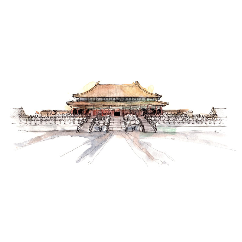 Famous Building Scene Mural Decal Modern Decorative Lobby Wall Art, Made to Measure Clearhalo 'Wall Decor' 'Wall Mural' 1863209