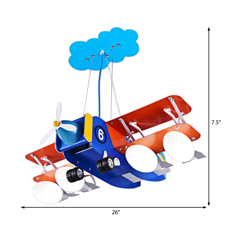 Metal Airplane Chandelier Four Lights Modern Style Ceiling Pendant in Blue for Kindergarten Clearhalo 'Ceiling Lights' 'Chandeliers' Lighting' options 186322