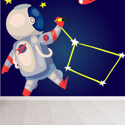 Outer Space Scenery Mural Wallpaper Contemporary Non-Woven Material Wall Covering Dark Blue Clearhalo 'Wall Decor' 'Wall Mural' 1863261