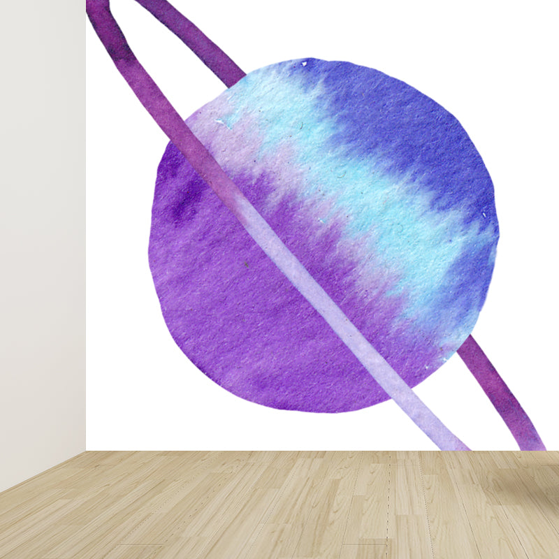 Outer Space Scenery Mural Wallpaper Contemporary Non-Woven Material Wall Covering Purple Clearhalo 'Wall Decor' 'Wall Mural' 1863271