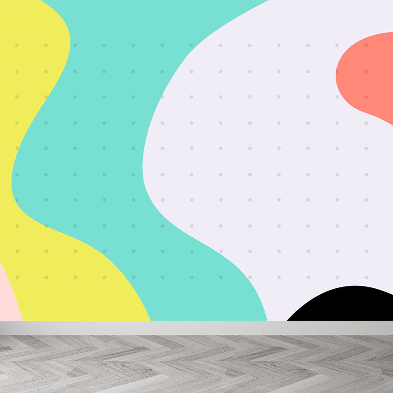 Modern Geometric Wall Mural Decal Bright Color Waterproofing Wall Art for Living Room White Clearhalo 'Wall Decor' 'Wall Mural' 1863316