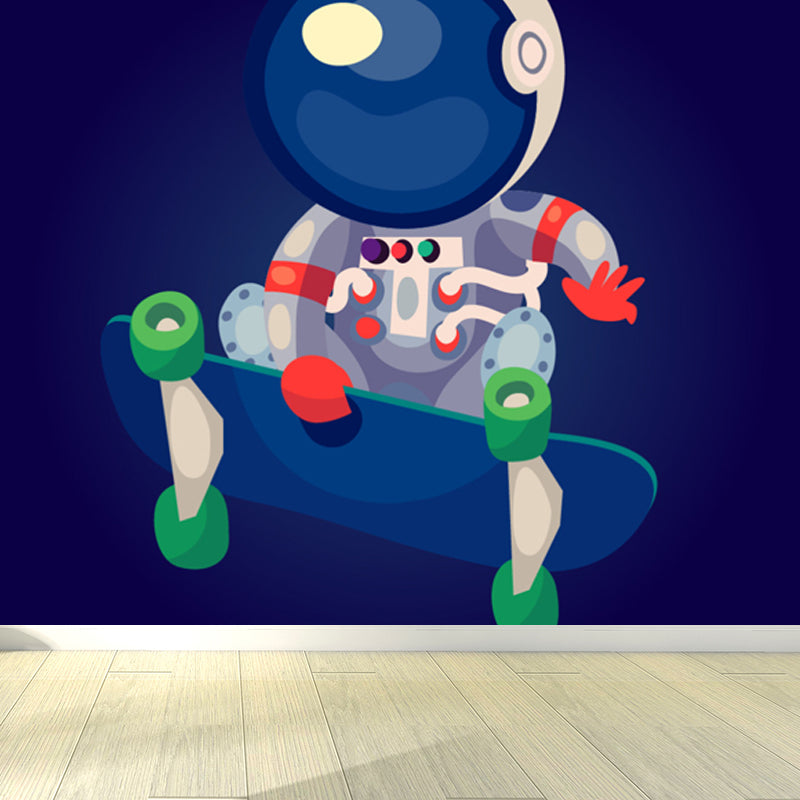 Large Astronaut Mural Wallpaper Children's Art Outer Space View Wall Decor in Soft Color Clearhalo 'Wall Decor' 'Wall Mural' 1863347