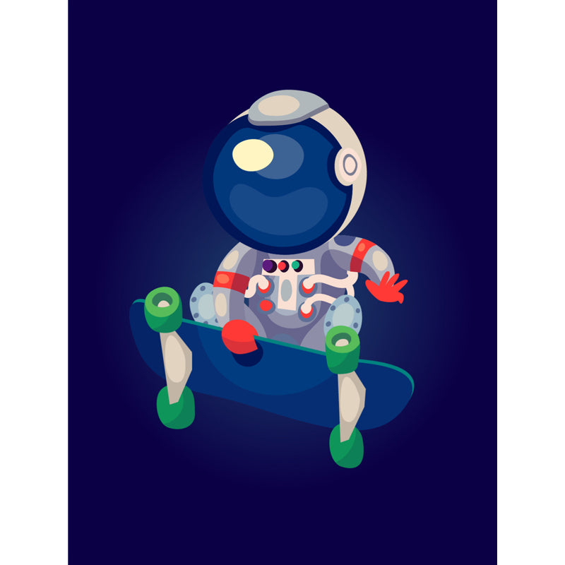 Large Astronaut Mural Wallpaper Children's Art Outer Space View Wall Decor in Soft Color Clearhalo 'Wall Decor' 'Wall Mural' 1863349