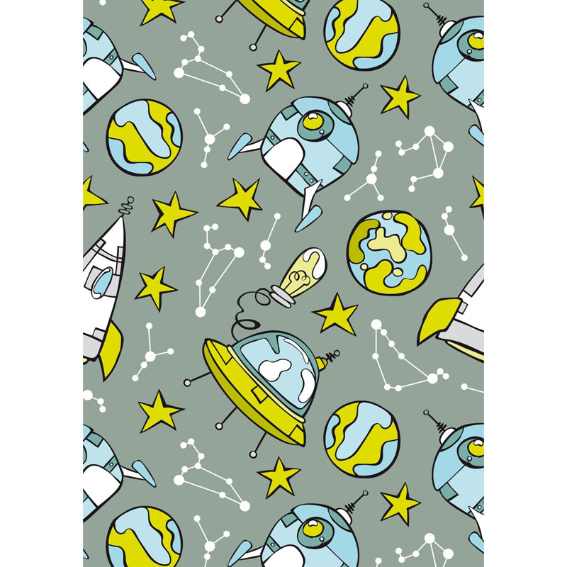 Large Astronaut Mural Wallpaper Children's Art Outer Space View Wall Decor in Soft Color Clearhalo 'Wall Decor' 'Wall Mural' 1863354