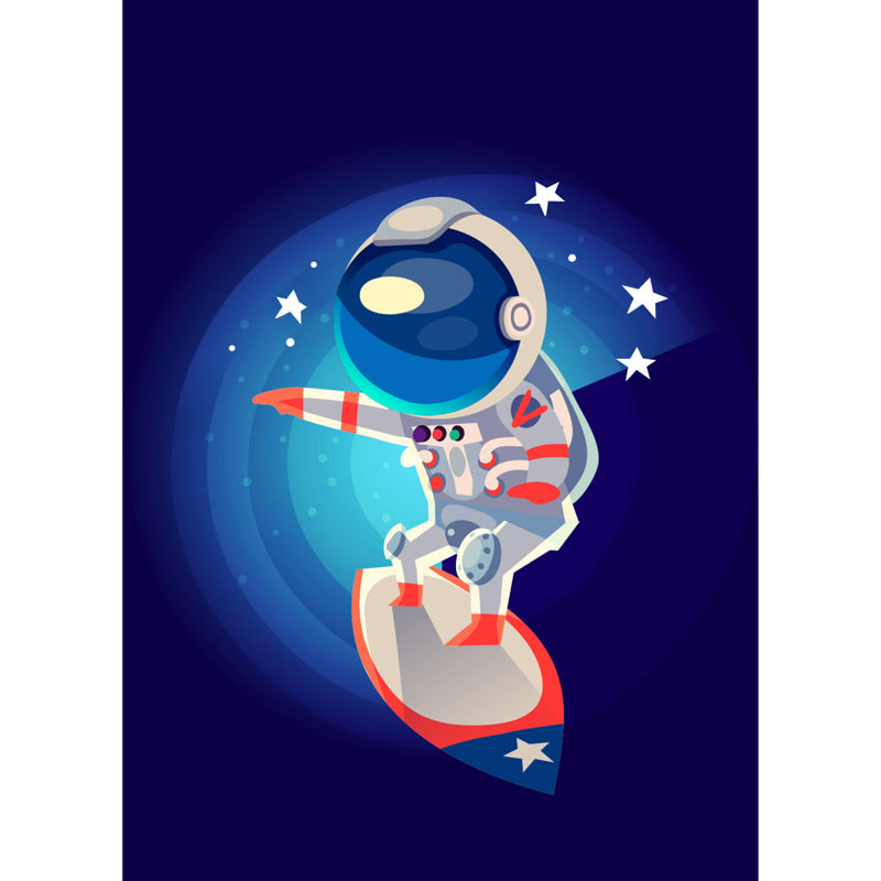 Large Astronaut Mural Wallpaper Children's Art Outer Space View Wall Decor in Soft Color Clearhalo 'Wall Decor' 'Wall Mural' 1863359