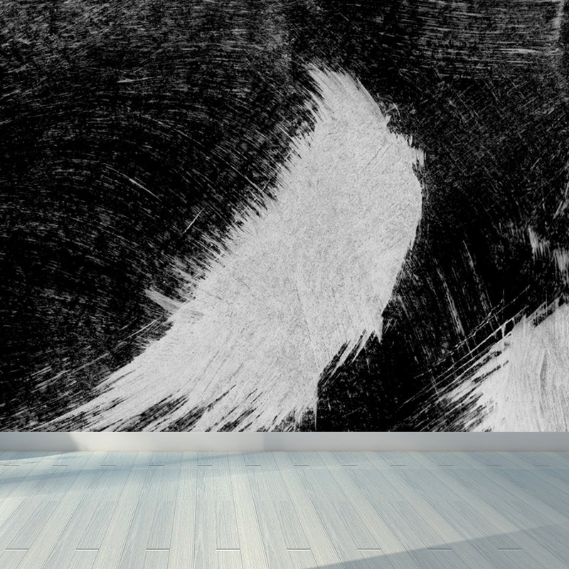 Stain-Proofing Brush Print Mural Decal Modern Non-Woven Material Wall Decor, Custom Black Design 1 Clearhalo 'Wall Decor' 'Wall Mural' 1863361