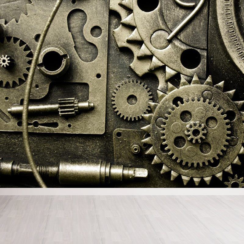 Photography Style Metal Gear Mural Decal Giant Wall Covering for Dining Room, Customised Clearhalo 'Wall Decor' 'Wall Mural' 1863437