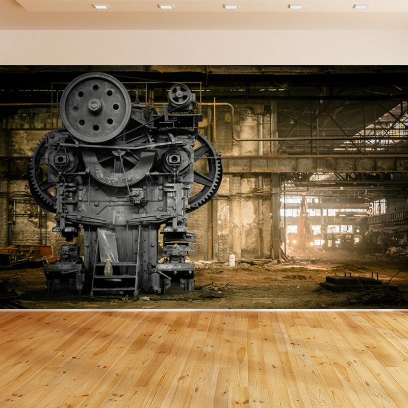 Photography Style Metal Gear Mural Decal Giant Wall Covering for Dining Room, Customised Clearhalo 'Wall Decor' 'Wall Mural' 1863448