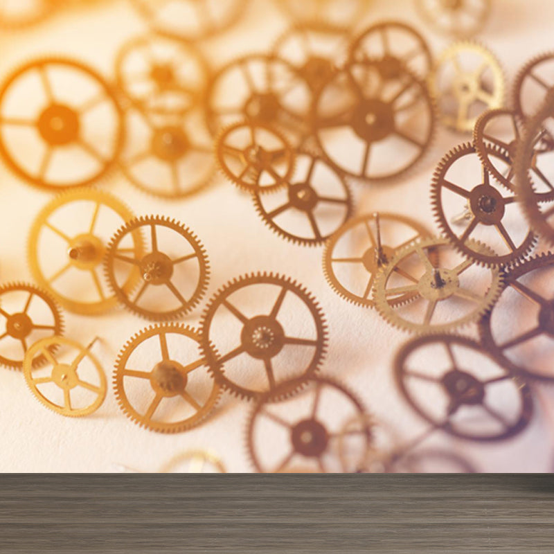 Photography Style Metal Gear Mural Decal Giant Wall Covering for Dining Room, Customised Clearhalo 'Wall Decor' 'Wall Mural' 1863452