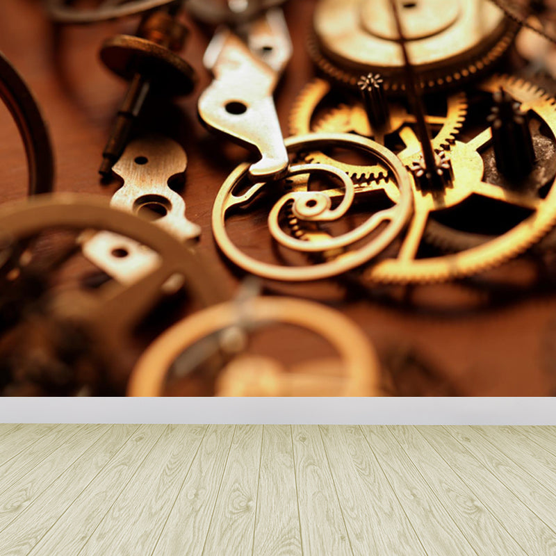 Photography Style Metal Gear Mural Decal Giant Wall Covering for Dining Room, Customised Clearhalo 'Wall Decor' 'Wall Mural' 1863457