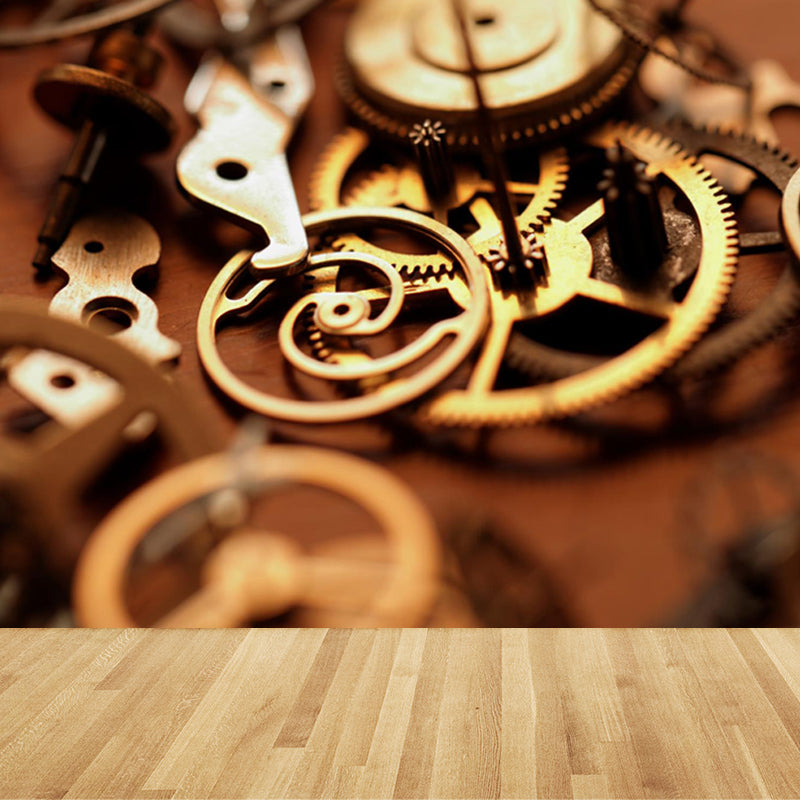 Photography Style Metal Gear Mural Decal Giant Wall Covering for Dining Room, Customised Clearhalo 'Wall Decor' 'Wall Mural' 1863458