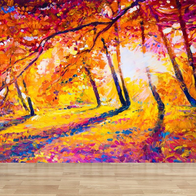 Classic Outside Landscape Mural Decal Light Color Stain-Proofing Wall Decor for Bathroom Orange Clearhalo 'Wall Decor' 'Wall Mural' 1863481