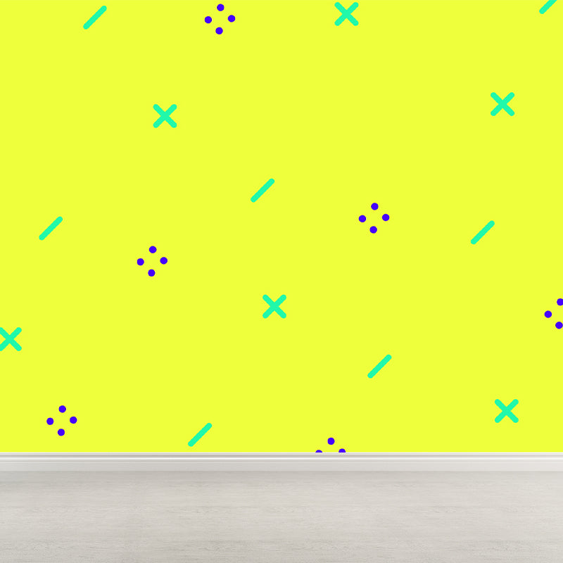 Whole Geometric Wall Covering Mural Dark Color Non-Woven Wall Art for Decor, Custom Sizes Yellow Clearhalo 'Wall Decor' 'Wall Mural' 1863496
