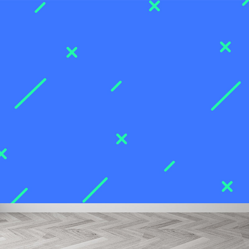 Whole Geometric Wall Covering Mural Dark Color Non-Woven Wall Art for Decor, Custom Sizes Blue Clearhalo 'Wall Decor' 'Wall Mural' 1863501