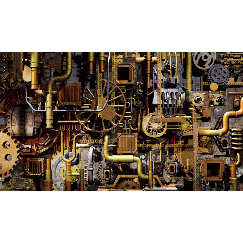 Dark Color Steampunk Wall Mural Full Size Metal Effect Wall Decor for House Interior Clearhalo 'Wall Decor' 'Wall Mural' 1863559