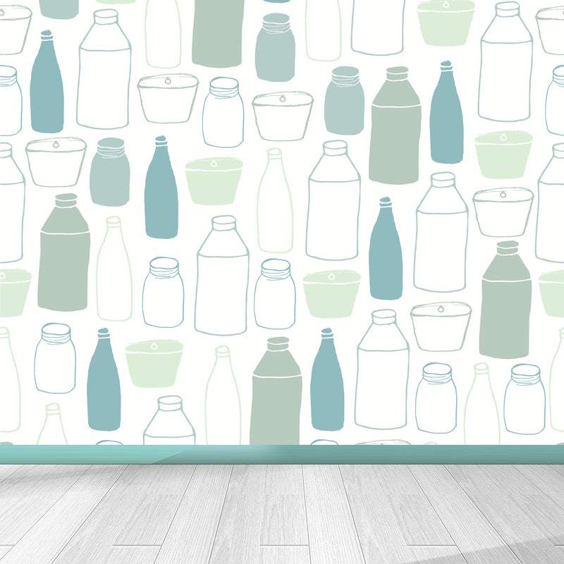 Contemporary Dinnerware Mural Non-Woven Fabric Washable Pastel Wall Decor for Kitchen Clearhalo 'Wall Decor' 'Wall Mural' 1863582