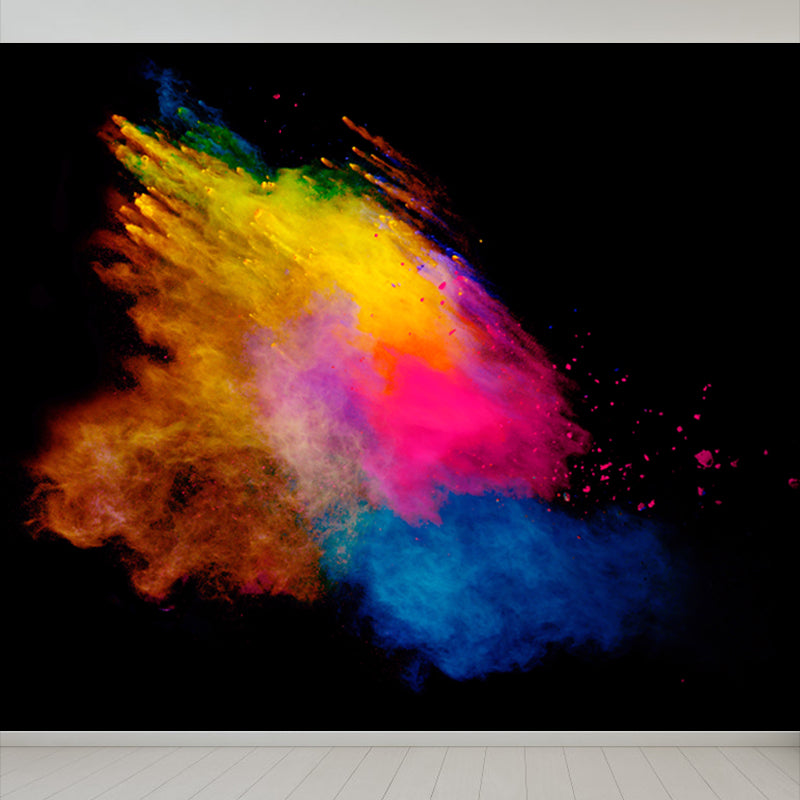 Huge Bursting Rainbow Wallpaper Mural Stain-Proof Modern Sitting Room Wall Decor Black Clearhalo 'Wall Decor' 'Wall Mural' 1863631