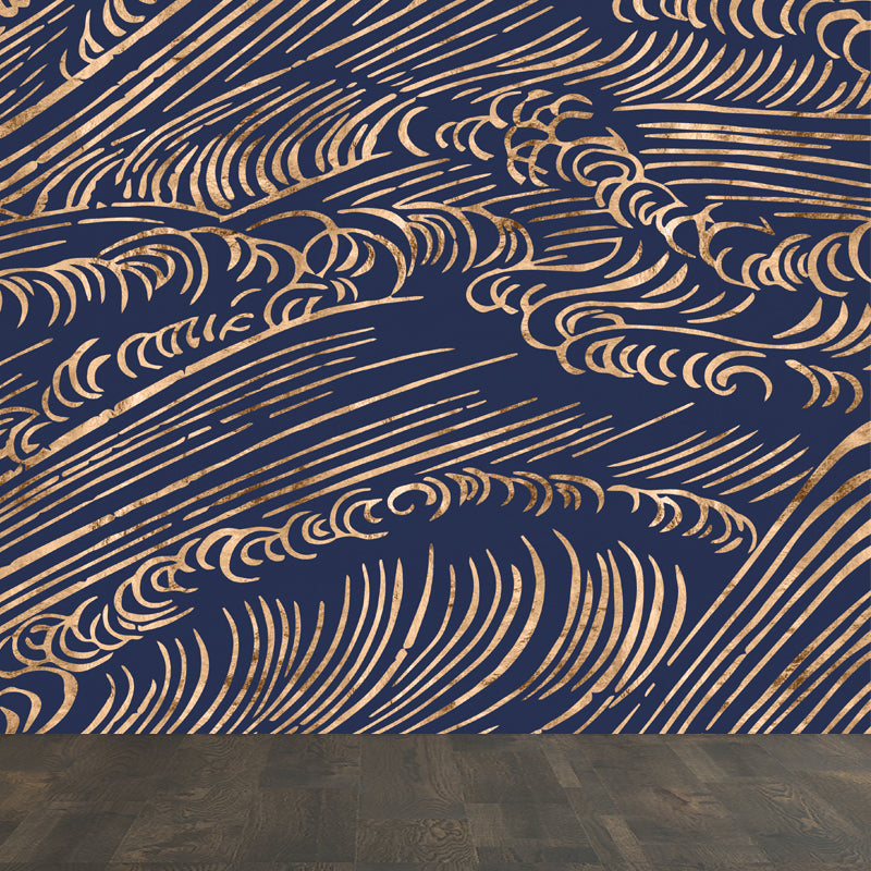 Soft Color Moire Pattern Mural Wallpaper Stain-Proofing Modern Bathroom Wall Covering Blue Clearhalo 'Wall Decor' 'Wall Mural' 1863646