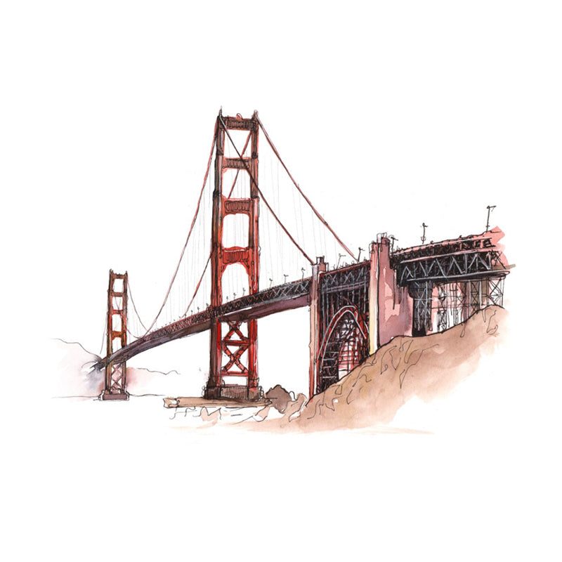 Illustration Grand Building Wall Mural Great Wall Decor for Guest Room, Customised Clearhalo 'Wall Decor' 'Wall Mural' 1863664