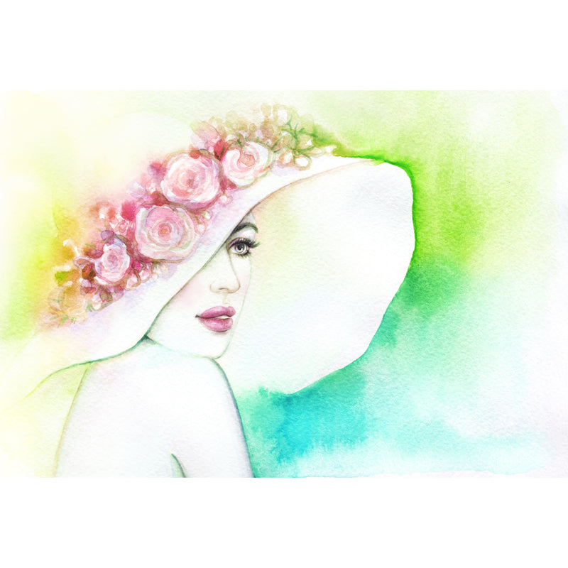 Soft Color Fashion Style Mural Wallpaper Huge Girl Portrait Wall Decor for Living Room Clearhalo 'Wall Decor' 'Wall Mural' 1863709