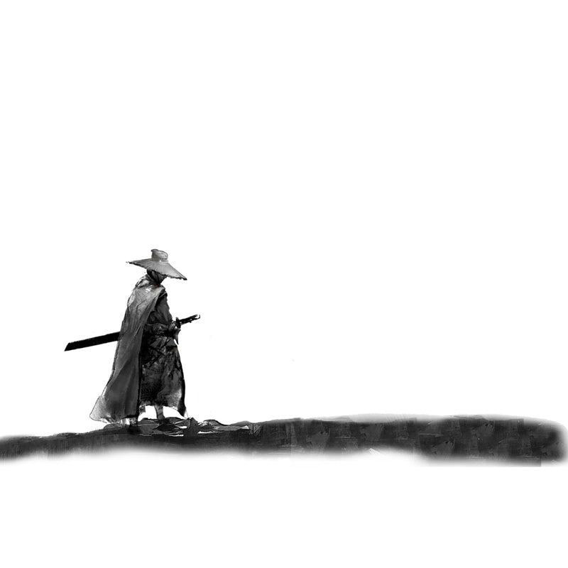 Non-Woven Ornamental Wall Mural Modern Swordsman Pattern Wall Covering for Rest Room Clearhalo 'Wall Decor' 'Wall Mural' 1863739